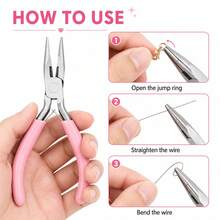 High-Quality Carbon Steel Round Serrated Jewelry Pliers - Pink, Suitable For DIY Beading And Handmade Crafts - Multicolor - View 3