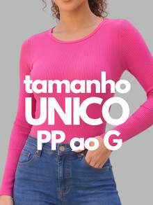 Blusa Canelada Feminina Manga Longa Inverno Segunda Pele Casual do PP ao G - Marrom - Visão 8