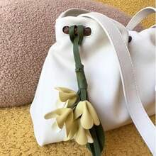 手工卡通花朵 PU 皮革吊飾鑰匙圈，創意汽車鑰匙環包包掛飾，適合女性 - 彩色 - 查看 9