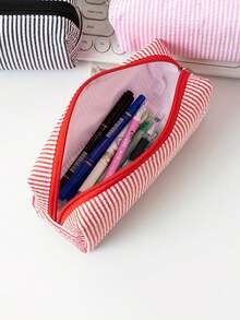 Personalized Customizable Pencil Case, Minimalist Solid Color Pencil Pouch, Fashionable Stationery Storage Bag, Customizable Name, Student Supplies - Multicolor - View 4