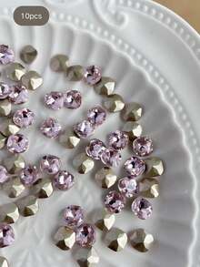 10pcs Fall Autumn Christmas New Nail Art K9 Crystal Rhinestone Decor, Super Shiny Fat Square Diamond Accessories, Pointed Bottom Rhinestones, Exquisite Versatile Nail Decorations, Same As Nail Salon Style - Multicolor - View 4