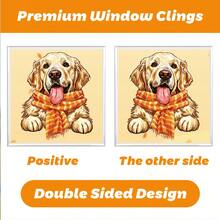 4pcs Autumn Static Window Clings, Featuring Golden Retriever, Cat, Pumpkin, Maple Leaf, Mushroom Patterns, Reusable, Thanksgiving Harvest Glass Stickers, Suitable For Entryway Doors, Windows, Home Decor - Multicolor - View 8