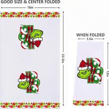 The Grinch 2Pcs Christmas Kitchen Towels, Bathroom Hand Towels, Christmas Decorations, Kitchen Towels, Bathroom Decor, Housewarming Gift, Host Hostess Gift - Multicolor - View 2