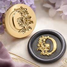 Letter A~Z 3D Embossed Iris Flower Wreath Wax Seal Stamp Head (Handle Not Included, Handle Sold Separately), Initial Wax Seal Stamp Head, Thickened Brass Stamp Head - Single Piece - View 30