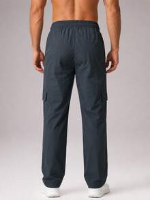 CZRLHYT Men's Loose Wide Leg Outdoor Casual Pants, Drawstring Waist With Pockets, Suitable For Vacation, Daily Wear And Outdoor Sports - Dark Grey - View 4
