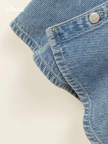 CHUU Single-Breasted Lapel Dress Women Autumn Asymmetrical Long Sleeve Chic Denim Mini Skirt - Blue - View 11