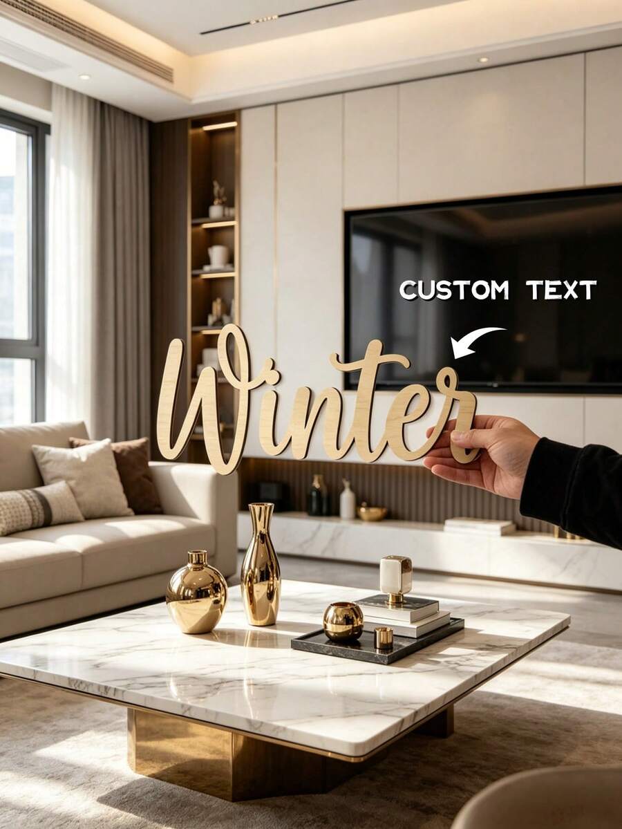 1Pc Personalized Wooden Name Plate, Custom Text Design, Perfect Gift For Family And Friends, Suitable For Daily Decor, Party Events, Housewarming, Anniversaries, And Celebrations. - Multicolor - View 1