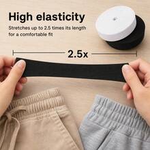 Uiewefy 3 Rolls Elastic Band For Sewing, Width 1 Inch, 1.5 Inch, 2 Inch, Length 5.5 Yards/Roll, Suitable For Waistbands, Pants, Dresses, Clothing And DIY Crafts - 1 Inch, 1.5 Inch, 2 Inch - View 4