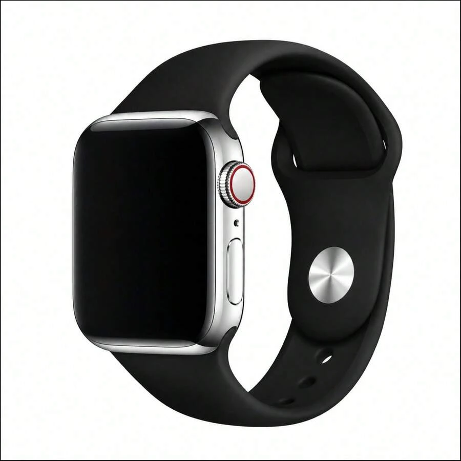 Pulseira Para Relógio Smartwatch Silicone Com Fecho De Metal - Preta