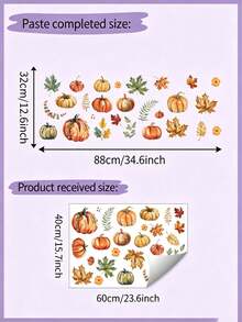 1pc Home Decor Autumn Harvest Theme Wall Sticker - Vibrant Pumpkin, Maple Leaf, Floral Static Cling, Reusable PVC Double-Sided Color Glass Window Sticker, Suitable For Living Room, Bedroom, Study, Door And Window - A - View 4
