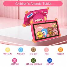 Android 13 7-tums barnsurfplatta, stöd för WIFI, föräldrakontrollsprogramvara, förinstallerade utbildningsappar, 4GB RAM 64GB ROM, sött tecknat skal, flera färger tillgängliga (strömadapter ingår ej) - Multifärgad - Visa 1