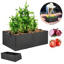 1pc Gardening Grow Bag With Handle, Multi-Size Felt Planter Bag, Rectangular Seedling Pot, Suitable For Vegetables, Tomatoes, Potatoes - Black - View 8