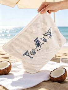 2D Flat Shell And Cocktail Pattern Beach Theme Printed Makeup Bag Travel Storage Pouch, Suitable For Beach, Swimming Pool, Swimwear, Travel Storage Bag, Makeup Bag, Cosmetic Bag, Vacation Storage Bag, Large Capacity Makeup Bag Can Hold Lipstick, Brushes, Skincare Products, Phone, Coins, Small Items, Multi-Purpose Home, Gift, Vacation And Holiday, Toiletry Bag, Student Makeup Bag, Halloween And Christmas Gift - Multicolor - View 11