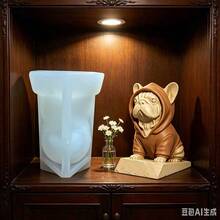 SUPWANPENG 穿帽斗牛犬穿運動衫矽膠模具，易脫模可重複使用，適用於 DIY 樹脂、石膏、黏土、混凝土、水泥手工藝，節日禮物與家居裝飾 - A - 查看 6