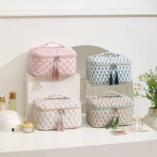 1 buah Tas Kosmetik Genggam Rumbai Bunga Lembut, Pilihan Warna Beragam, Tas Rias Portabel dengan Kompartemen Kapasitas Besar untuk Anak Perempuan, Tas Perlengkapan Mandi untuk Perjalanan - MultiWarna - View 2