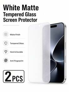 2pcs Matte Screen Protector, Ultra Clear Tempered Glass, Compatible With Phone Case, Anti-Fingerprint, Anti-Glare, Waterproof, Shockproof, Screen Protector, Suitable For 7 8 8 Plus XR XS Max 11 12 13 Mini 14 Pro Max 15 Pro Max 16 16 Plus 16 Pro 16 Pro Max 16E 17 Air 17 Pro Max - Clear - View 1