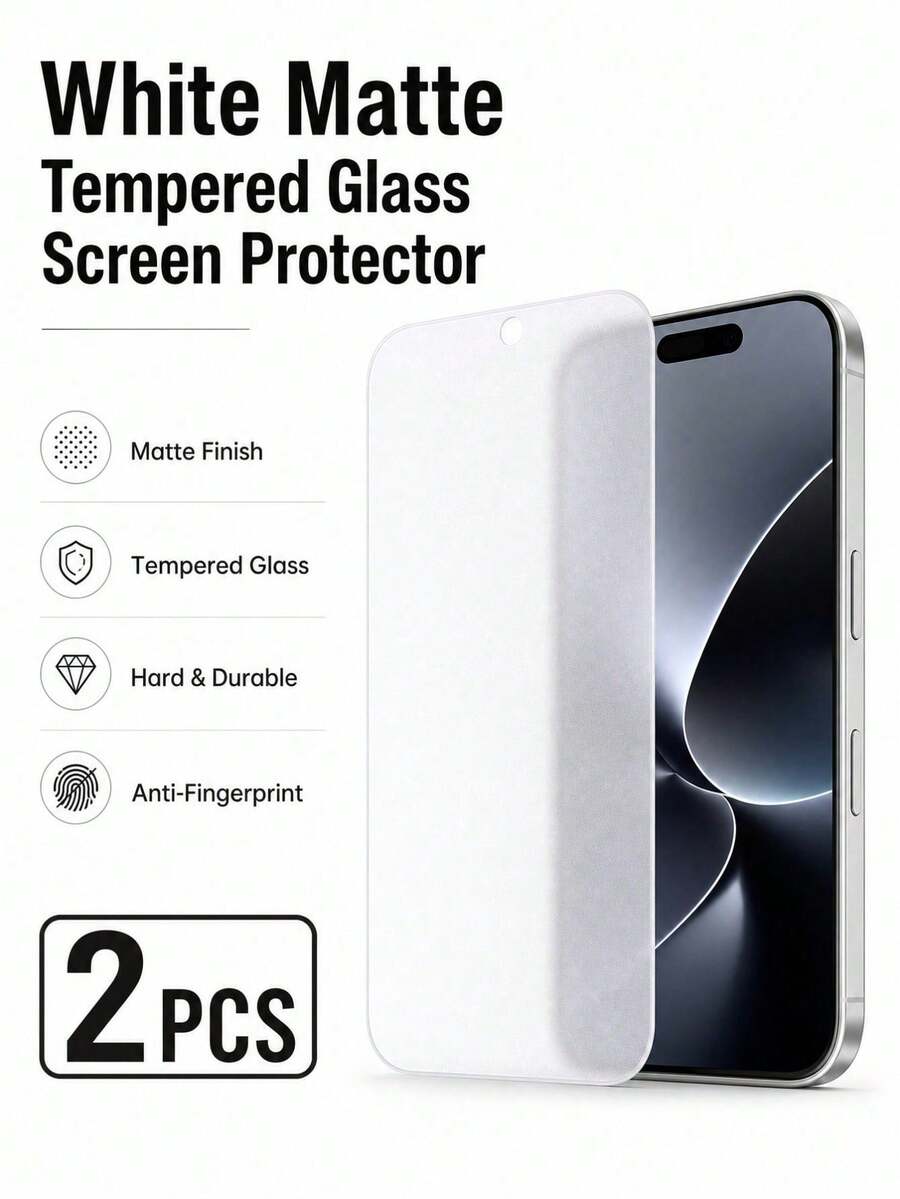 2pcs Matte Screen Protector, Ultra Clear Tempered Glass, Compatible With Phone Case, Anti-Fingerprint, Anti-Glare, Waterproof, Shockproof, Screen Protector, Suitable For 7 8 8 Plus XR XS Max 11 12 13 Mini 14 Pro Max 15 Pro Max 16 16 Plus 16 Pro 16 Pro Max 16E 17 Air 17 Pro Max - Clear - View 1
