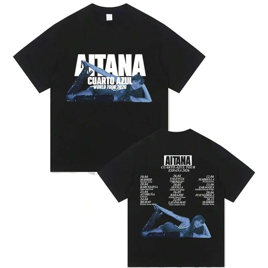 Unisex 2026 Summer World Tour Portrait Print Crew Neck T-Shirt, 100% Cotton, Soft And Breathable, Short Sleeve. - White - View 1