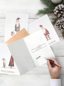 24pcs/12sets Christmas Greeting Cards With Envelopes, Perfect For Christmas Wishes And Thank You Notes, Santa Claus Pattern, Christmas Blessing Cards, Christmas Party Decoration, Christmas Gifts, Merry Christmas Decor, Christmas New Year Greeting Cards, Floral Greeting Cards, Merry Christmas Decoration, Christmas Decoration, Winter Decoration, Christmas Party Favors, 2027 New Year Decoration, Decoration, Decoration - Santa Claus - View 7