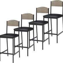 Outop Bar Table & Stools Set Of 3 – 2 PU Leather Upholstered Chairs With Footrest & Backrest, Sturdy Metal Frame Table – Compact Dining Set For Kitchen, Dining Room, Apartment - Gray-4-pack Bar Chairs - View 1