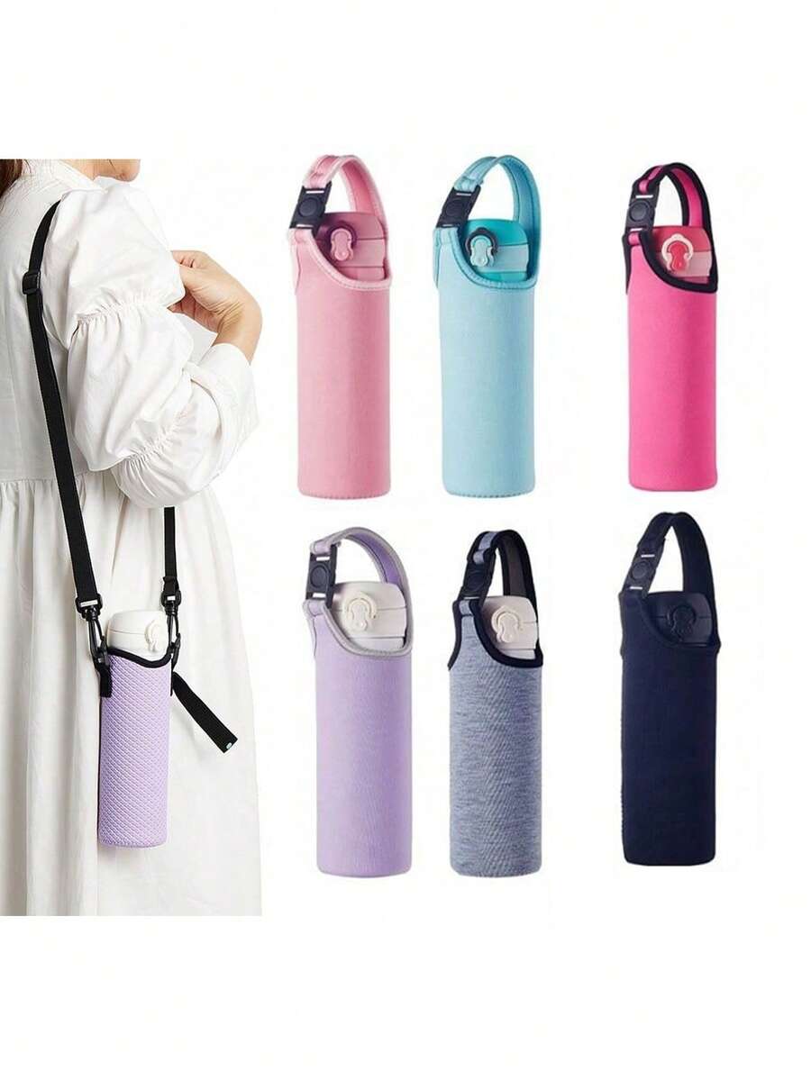 Multifunctional Cup Holder To Absorb Shocks And Keep Temperature Steady Washable Elastic With Shoulder Strap For Outdoor Enthusiasts Lightweight Insulated Cup Sleeve Perfect For Hands Free Hydration During Daily Commute Travel Essential Gym - Multicolor - View 1