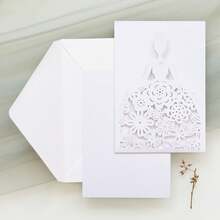 1PC Wedding Invitation Card, Holiday Greeting Card, Princess Hollow Out Beautiful Rose Girl Invitation Envelope Card - White - View 8