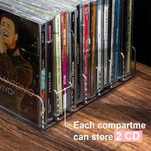 壓克力 CD 收納架,CD 展示架可容納最多 14 個標準 CD 盒,適用於媒體架收納與整理、居家裝飾、返校房間佈置與學校用品 - A - 查看 5