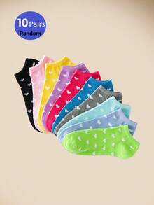 20 Pairs Women's Short Socks, Soft & Comfortable, Casual Versatile, Student Short Socks, Suitable For Valentine's Day Gift Or Outfit, Random Colors - Multicolor - View 8