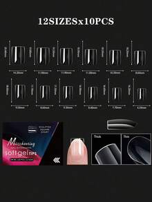 Fake Nail Tips, Used For Nail Extension, Full Cover Artificial Nails, Acrylic Material, Short Artificial Nails, American Capsule Long Soft Gel Almond Shape Nails, DIY - Clear - View 18