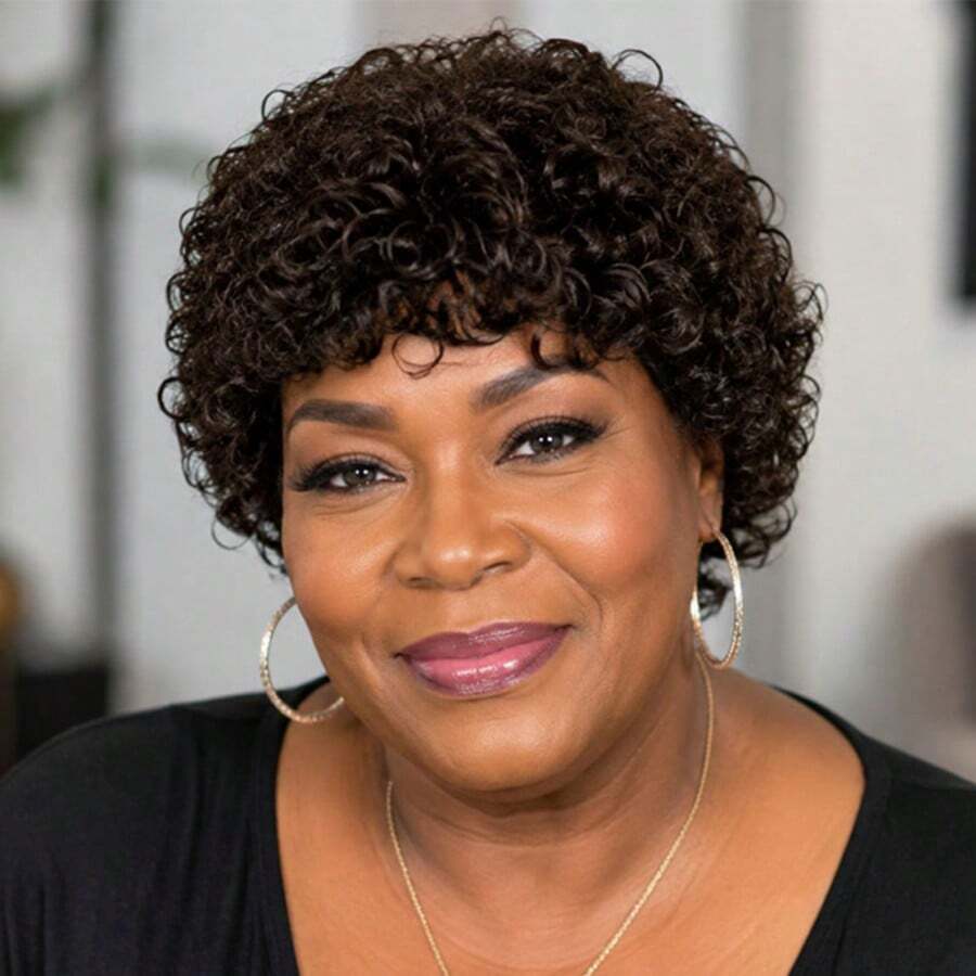AMECIRE Pixie Cut Wig Curly Wig Brown Wig Human Hair Wigs Wigs Human Hair Put On And Go Human Hair Wigs Fluffy Shape Suitable For Everyday Wear