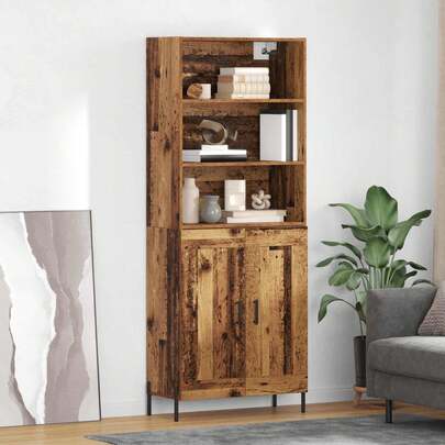 Berkfield Highboard Old Wood 69.5 X 32.5 X 180 Cm Engineered Wood