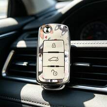 1 Stück Autoschlüsselhülle mit niedlichem Muster, geeignet für Jetta Mk6, Polo Mk5, Golf Mk6, Tiguan Mk1, Passat B7, Passat NMS, Caddy Mk3, Beetle, Amarok, Touran Mk1. Hochwertige Soft-Touch-Oberfläche, blockiert das Signal nicht, Unisex. - 3-Tasten-Modell AA - Übersicht 8