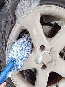 1pc Ultra-Fine Microfiber Long Handle Car Tire Brush, Tire Brush, Car Wheel Brush, Wheel Cleaning Brush, Handheld Car Wash Brush, Detailing Brush, Cleaning Tool, Lightweight Polyester Wheel Cleaning Tool, Tire Care Accessory - A - View 4