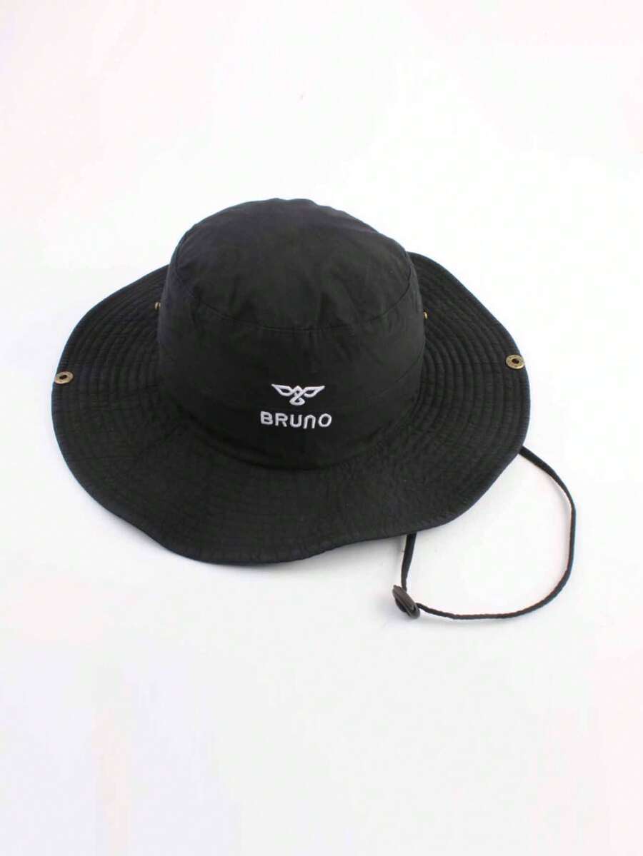 1pc Unisex Wide Brim Solid Color Embroidered Bucket Hat, Korean Style Fashion Retro Sun Hat For Spring Summer Autumn Winter, Versatile Outdoor Cycling Hiking Sun Protection Hat, Suitable For Daily Use, Back To School, Autumn Outings - A - View 1