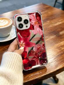 Y2K 清新紅花印花化妝鏡手機殼，相容 iPhone 17 16 Pro Max、13、15 以及 Galaxy A54 A14 A15 S23 S24 S24ultra S25 S26 A60，防水、防摔、防刮 - 彩色 - 查看 3