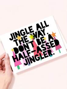 1pc Funny "Jingle All The Way" Sarcastic Christmas Card With Envelope - Humorous Holiday Greeting For Friends & Coworkers, Blank Inside - View 8