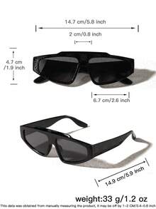 1 Pair Men's Textured Glossy PC Frame Retro Hip-Hop Style Asymmetric Fashion Glasses, Suitable For Summer Beach Vacation, Outdoor Driving, Travel And Daily Wear - Multicolor - View 9