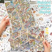 3 Sheets Sticker Material + 1 Scene Card + 1 Effect Image/Pack, 3D Creative Fun Scene Stickers, Planner Stickers, Suitable For Gifts, Office, Home, Classroom, Entertainment Toys, Student Planner - A - View 11