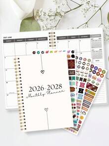中性週/月計畫筆記本，2026-2028學年月計畫，附備忘功能，辦公與返校用品，成人禮物，教師禮物 - 彩色 - 查看 13