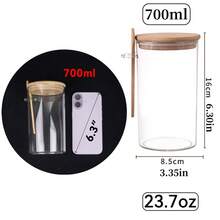 1pc Transparent Plastic Storage Jar With Bamboo Lid And Spoon, Airtight Moisture-Proof, Suitable For Kitchen Storage Of Sugar, Spices, Tea, Coffee, Flour, Nuts, Grains, Bath Salts And More - Kitchen Gadget - Multicolor - View 10