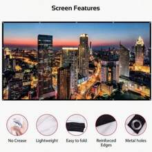 Projector Screen 60 Inch, 84 Inch, 72 Inch, 100 Inch, 120 Inch, 150 Inch, Portable Foldable Projection Screen 16:9 4K 3D Indoor/Outdoor Movie Screen, Suitable For Home Theater, Camping And Entertainment Activities - Milk Silk Style - View 8