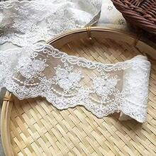 Cinta de encaje beige de 3,3 pulgadas de ancho, 5 yardas con delicado estampado floral para decoración de bodas - 1 unidad - Ver 5