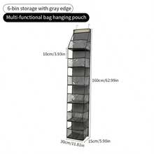 4/6-Grid Foldable Hanging Storage Bag, Can Store Clothes, Snacks, Toys And More. Comes With 2 Hooks, Conveniently Hang On Walls, Cabinets And Doors. This Multi-Functional Wall-Mounted Storage Bag Is A Dorm Essential, Fashionable Room Decor, Perfect For Saving Closet Space - Multicolor - View 9