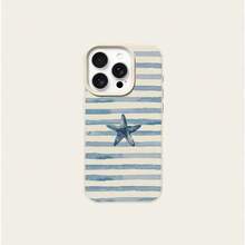 1pc TPU Material Blue Starfish Pattern Phone Case Compatible With IPhone 17 Pro Max/17/16 Pro Max/15/13/12/11/ S20 FE/A15/S24/A55/ Note 11/Note 12/Note 13 Pro Full Coverage Anti-Drop Soft Shell Phone Protective Cover - White - View 5