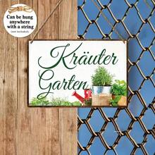 2D Flat, 1pc Metal Sign, Vintage  Metal Wall Sign - 8*12inch/20*30cm Rustic Kräuter Garten Herb Garden Decor with Watering Can & Greenery Design, Indoor/Outdoor Wall Art for Bedroom, Living Room, Bar, Patio, Metal Garden Decor, Indoor Decoration, Decorative Script Signage, Crafted Wall Plaque - 1PC - Übersicht 4