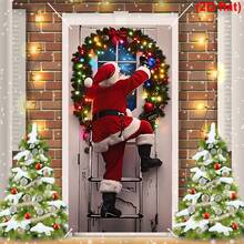 1 Peça Bottom de Foto de Natal Papai Noel, Bottom de Neve de Inverno, Janela de Madeira de Natal, Lua, Presentes de Natal, Bottom de Fotografia, Decoração de Festa de Ano Novo, Banner - Visão 1