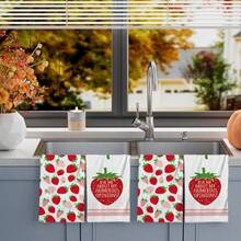 2/4/48 piezas Toallas de cocina con estampado de fresa - Paños de cocina y toallas de mano de poliéster ultra suaves y altamente absorbentes, perfectas para decoración de vacaciones, decoración de cocina, decoración de fiestas. - Multicolor - Ver 12