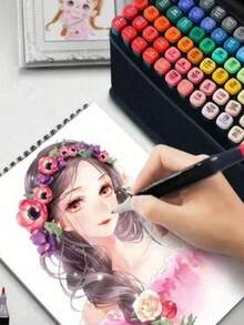 Bộ bút marker cồn 120 màu hai đầu đa năng, bút vẽ phác thảo vĩnh viễn chuyên nghiệp, đỏ, vàng, xám, xanh dương, nhựa, nhanh khô, ngòi rộng, mực gốc dầu, sắp xếp đầy đủ, chủ đề fantasy, động vật, trái cây, hoa, hoạt hình - Nhiều màu - Xem 5