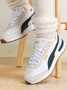 PUMA R78 Wind Nylon Fashionable Versatile Non-Slip Wear-Resistant Low-Top Casual Shoes Unisex White Green - White Green - View 1