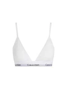 Calvin Klein [حزمة] حمالة صدر مثلثة بشعار أيقوني للنساء + سراويل داخلية قطنية حديثة للنساء - أبيض + رمادي فاتح - مشاهدة 2